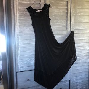 Black Maxi with Cutout Neckline and Hem